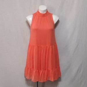Bleecker 126 Ruffled High Neck Tiered Swing Halter Mini Dress Small Summer Chic